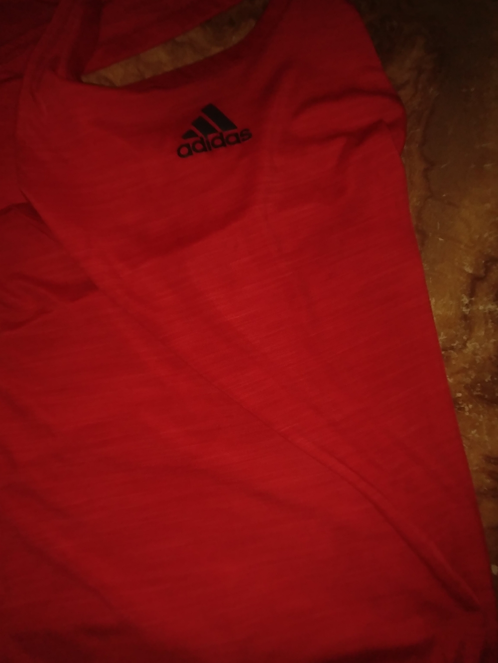 adidas Men’s Red Short Sleeve Performance Tee with Black Logo